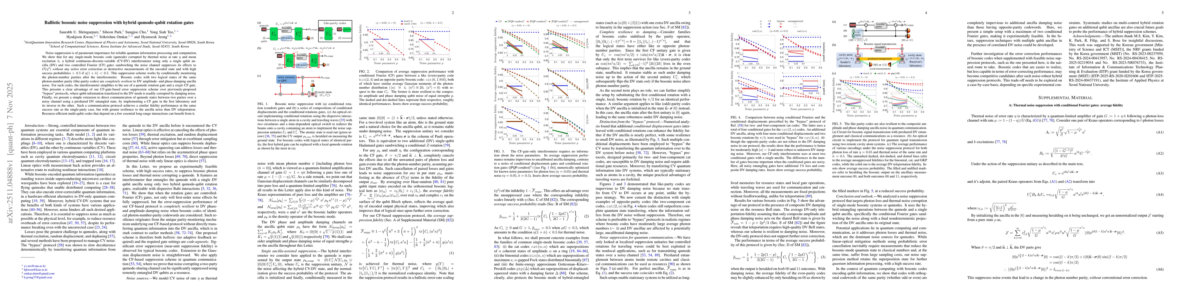 Thumbnail for Ballistic bosonic noise suppression with hybrid qumode-qubit rotation gates