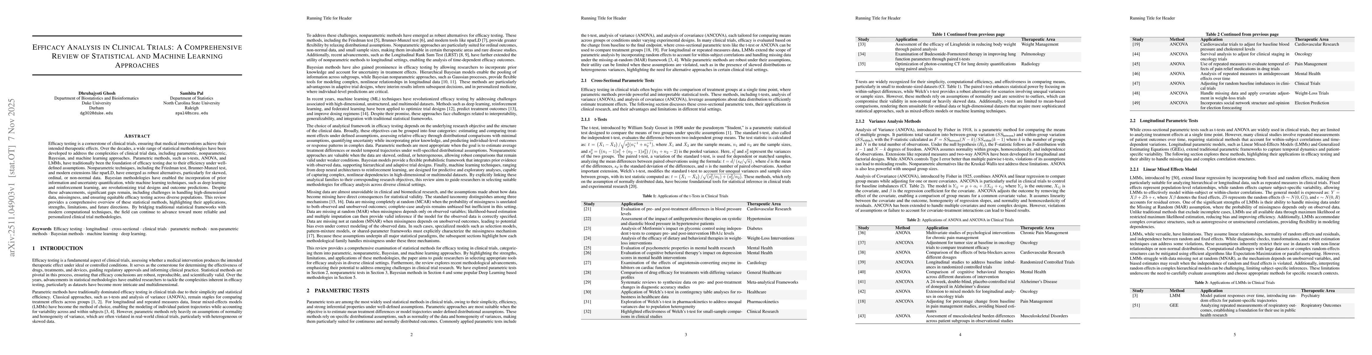 Thumbnail for Efficacy Analysis in Clinical Trials: A Comprehensive Review of Statistical and Machine Learning Approaches