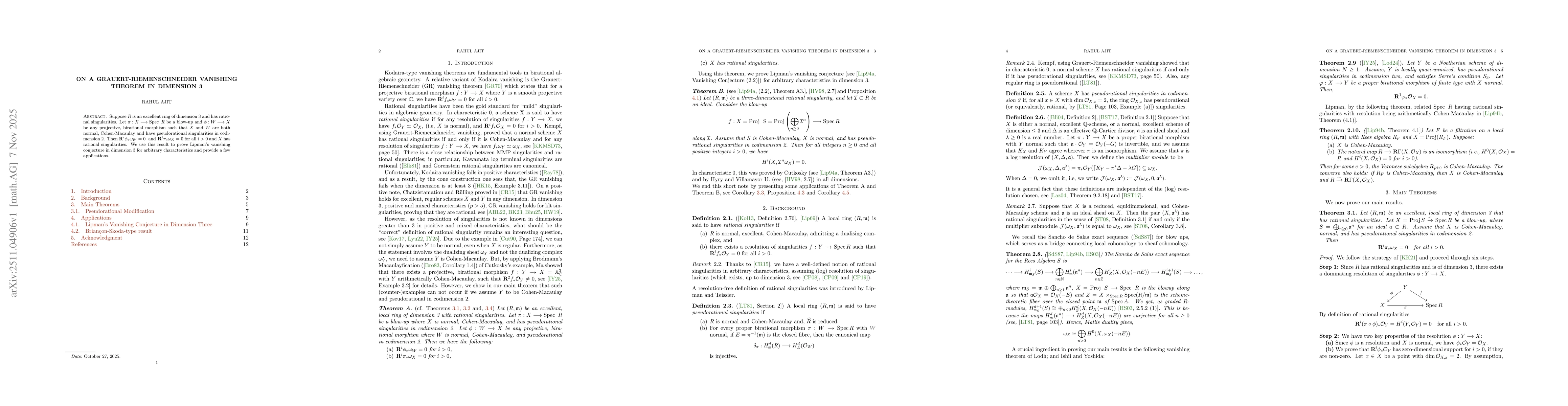 Thumbnail for On a Grauert-Riemenschneider vanishing theorem in dimension 3
