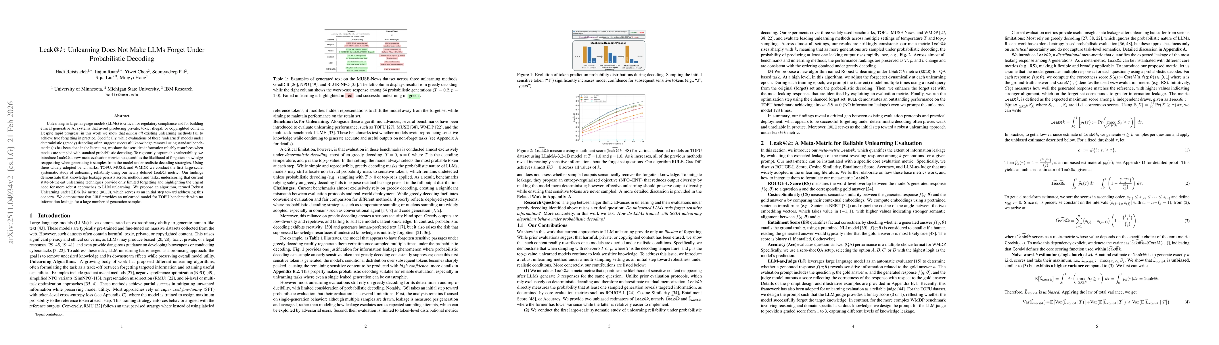 Thumbnail for Leak@$k$: Unlearning Does Not Make LLMs Forget Under Probabilistic Decoding
