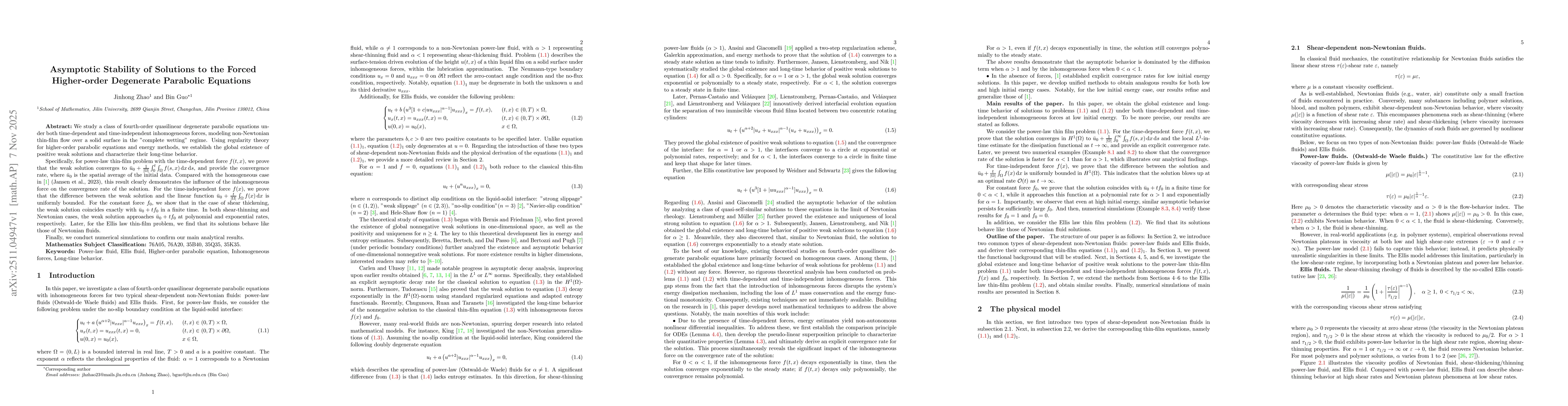 Thumbnail for Asymptotic Stability of Solutions to the Forced Higher-order Degenerate Parabolic Equations