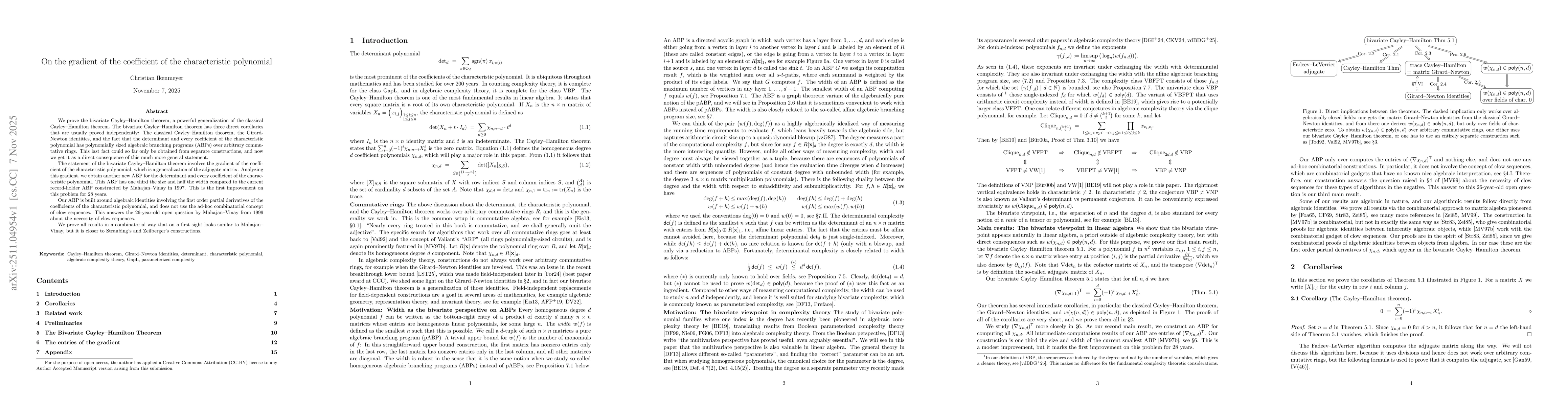 Thumbnail for On the gradient of the coefficient of the characteristic polynomial
