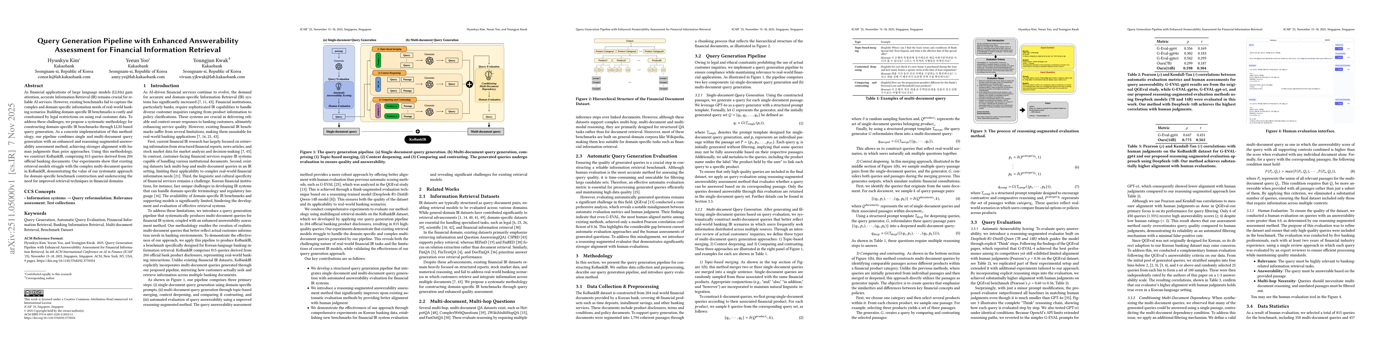 Thumbnail for Query Generation Pipeline with Enhanced Answerability Assessment for Financial Information Retrieval