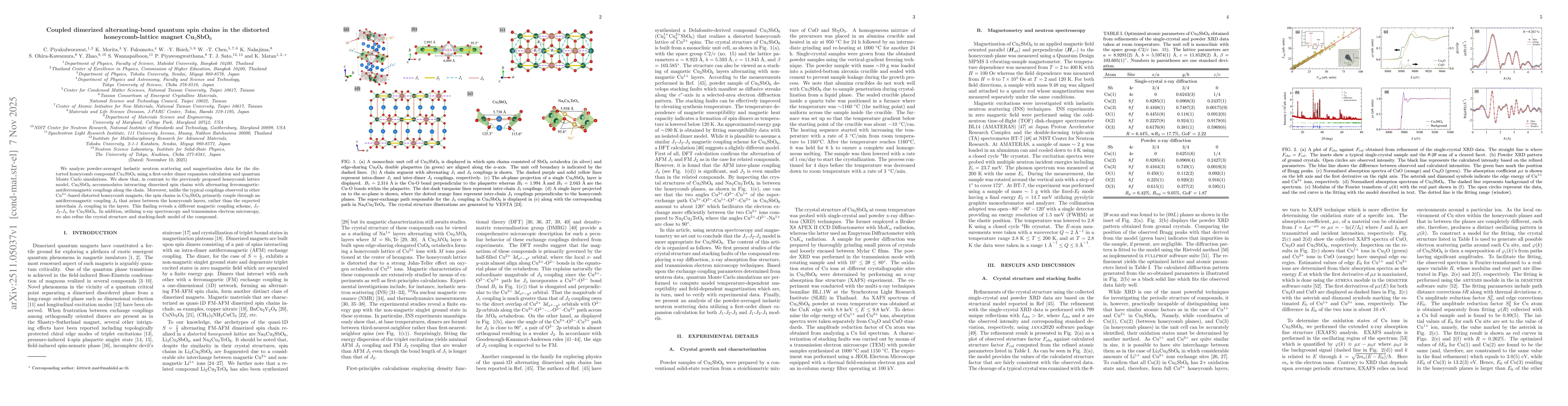 Thumbnail for Coupled dimerized alternating-bond quantum spin chains in the distorted honeycomb-lattice magnet Cu$_5$SbO$_6$