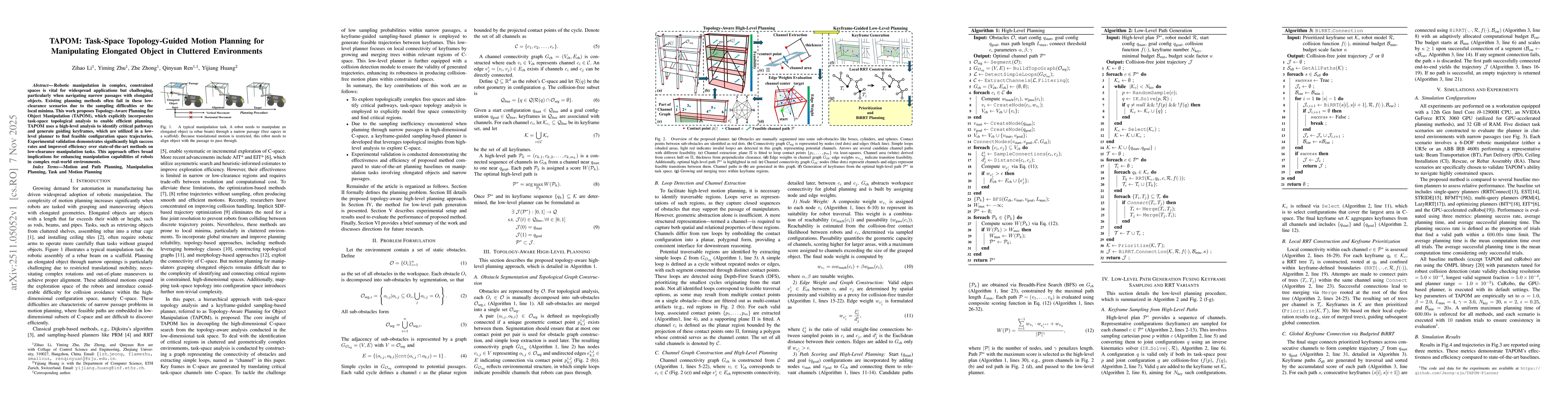 Thumbnail for TAPOM: Task-Space Topology-Guided Motion Planning for Manipulating Elongated Object in Cluttered Environments