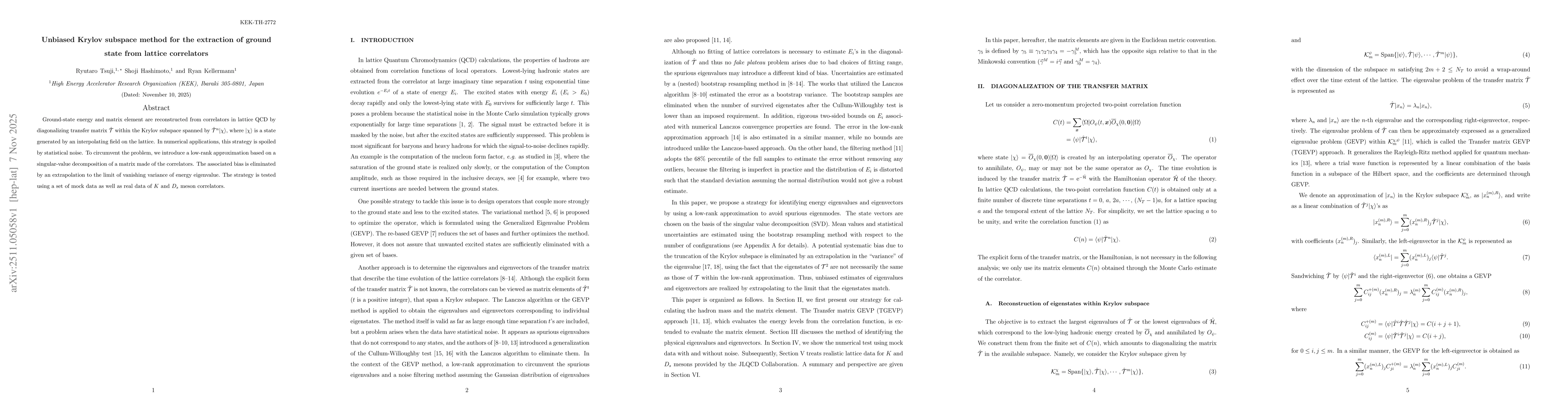 Thumbnail for Unbiased Krylov subspace method for the extraction of ground state from lattice correlators