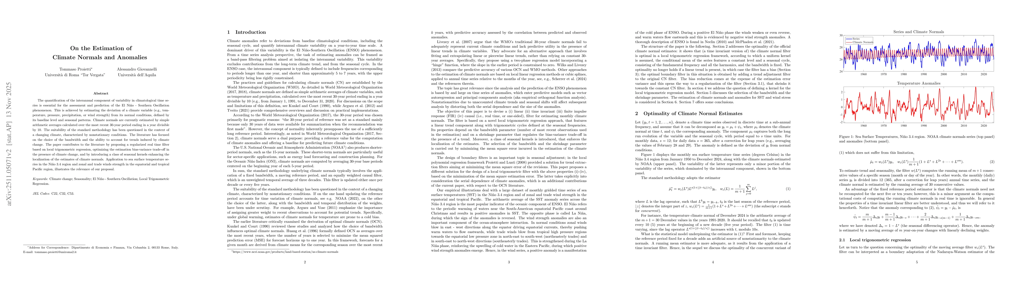 Thumbnail for On the Estimation of Climate Normals and Anomalies