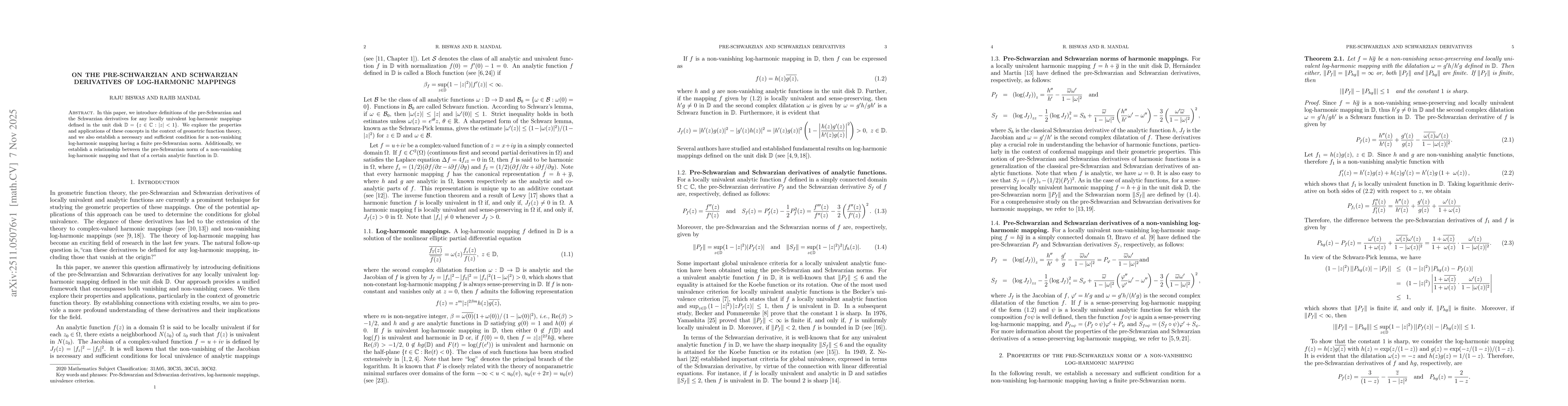 Thumbnail for On the pre-Schwarzian and Schwarzian derivatives of log-harmonic mappings