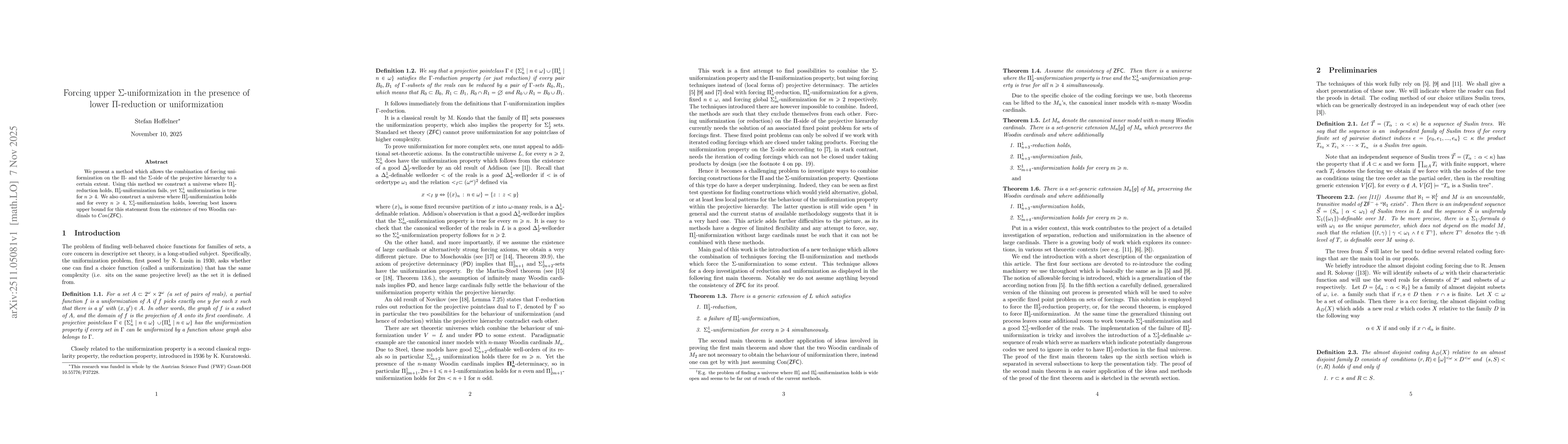 Thumbnail for Forcing upper $Σ$-uniformization in the presence of lower $Π$-reduction or uniformization