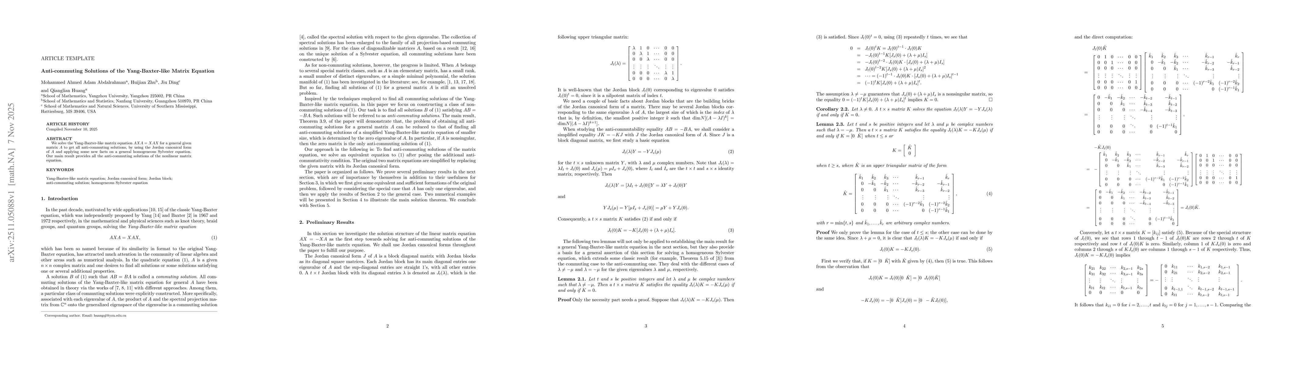 Thumbnail for Anti-commuting Solutions of the Yang-Baxter-like Matrix Equation