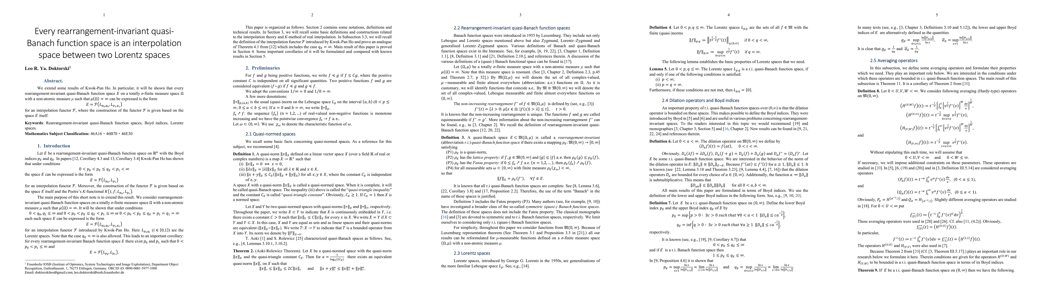 Thumbnail for Every rearrangement-invariant quasi-Banach function space is an interpolation space between two Lorentz spaces