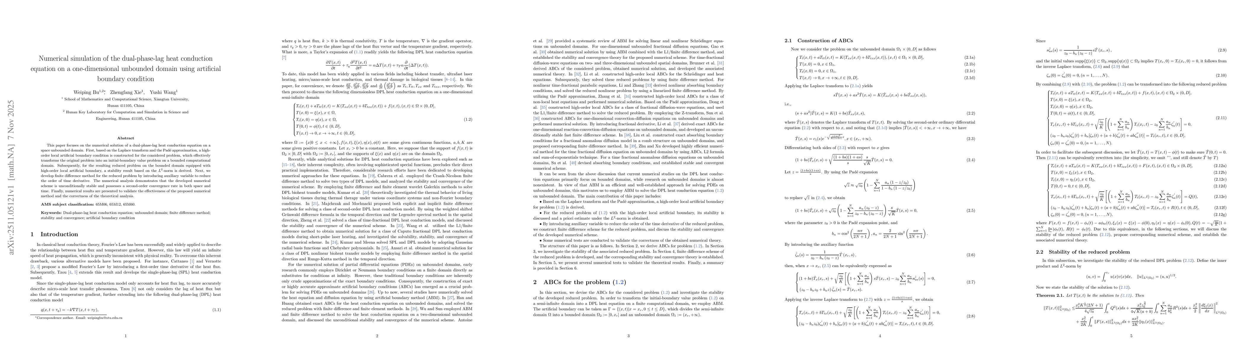 Thumbnail for Numerical simulation of the dual-phase-lag heat conduction equation on a one-dimensional unbounded domain using artificial boundary condition