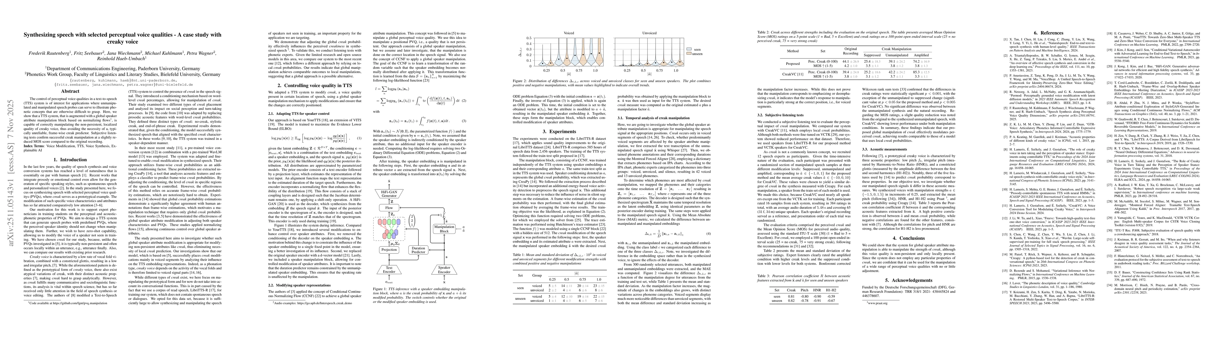 Thumbnail for Synthesizing speech with selected perceptual voice qualities - A case study with creaky voice