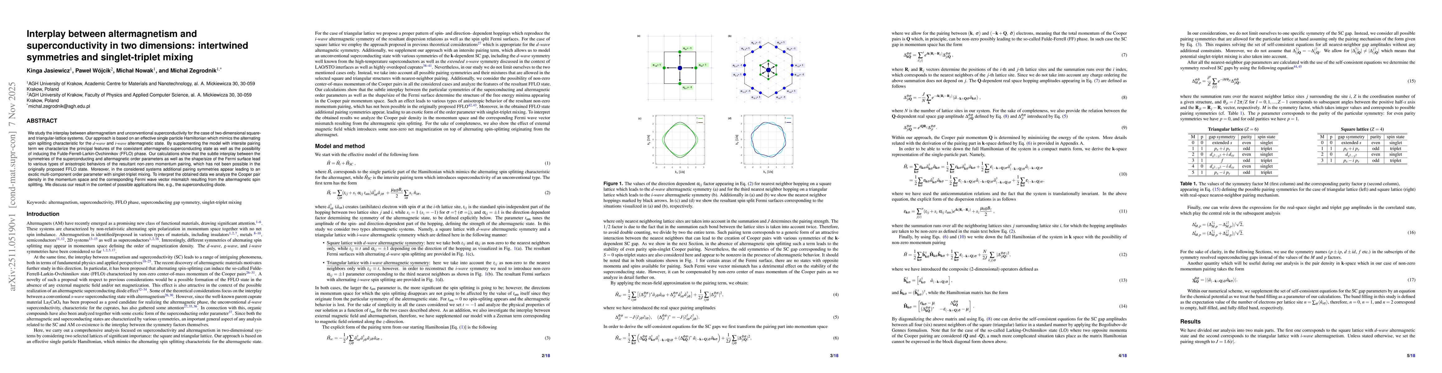 Thumbnail for Interplay between altermagnetism and superconductivity in two dimensions: intertwined symmetries and singlet-triplet mixing
