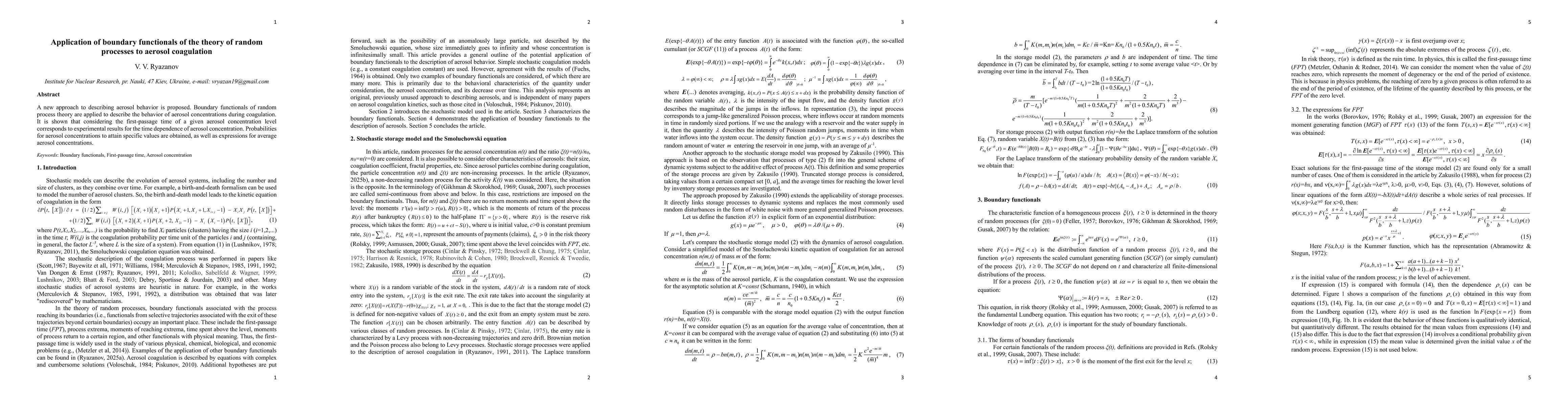 Thumbnail for Application of boundary functionals of the theory of random processes to aerosol coagulation