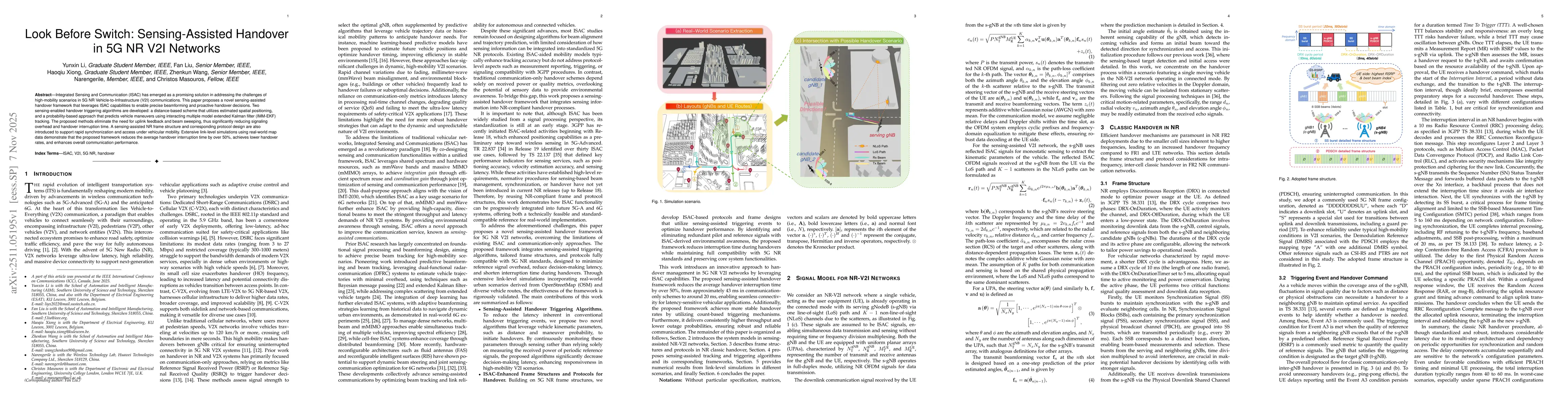 Thumbnail for Look Before Switch: Sensing-Assisted Handover in 5G NR V2I Networks