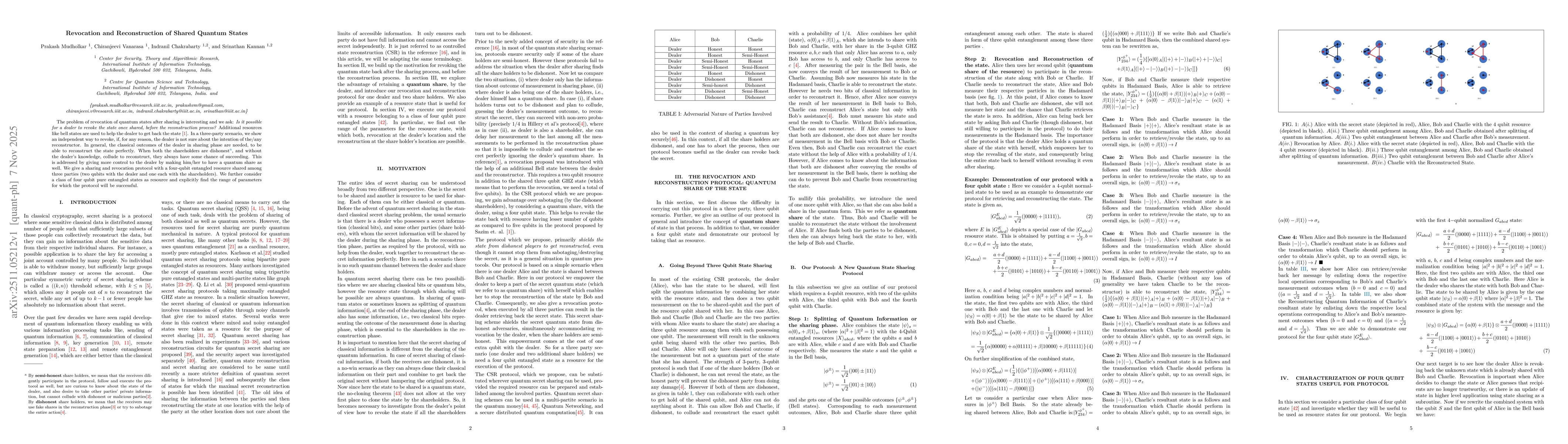 Thumbnail for Revocation and Reconstruction of Shared Quantum States