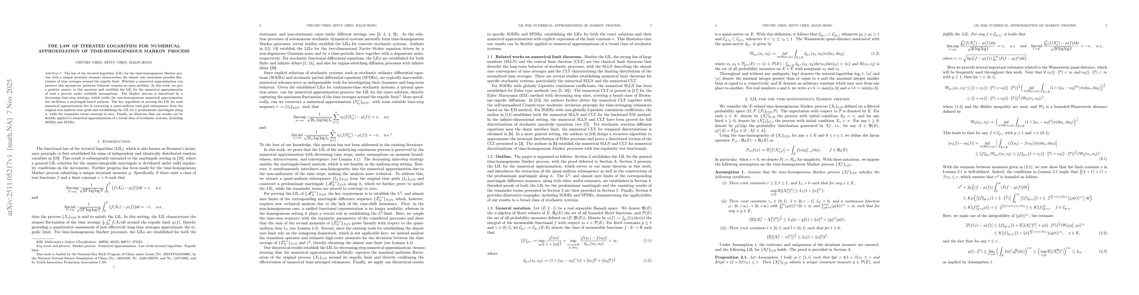 Thumbnail for The law of iterated logarithm for numerical approximation of time-homogeneous Markov process