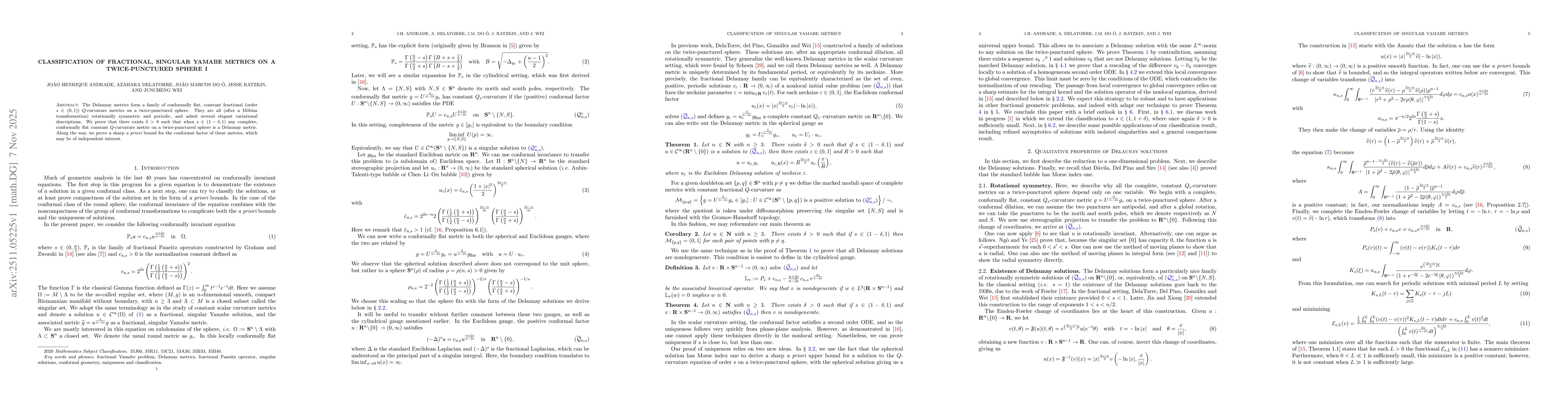 Thumbnail for Classification of fractional, singular Yamabe metrics on a twice punctured sphere I