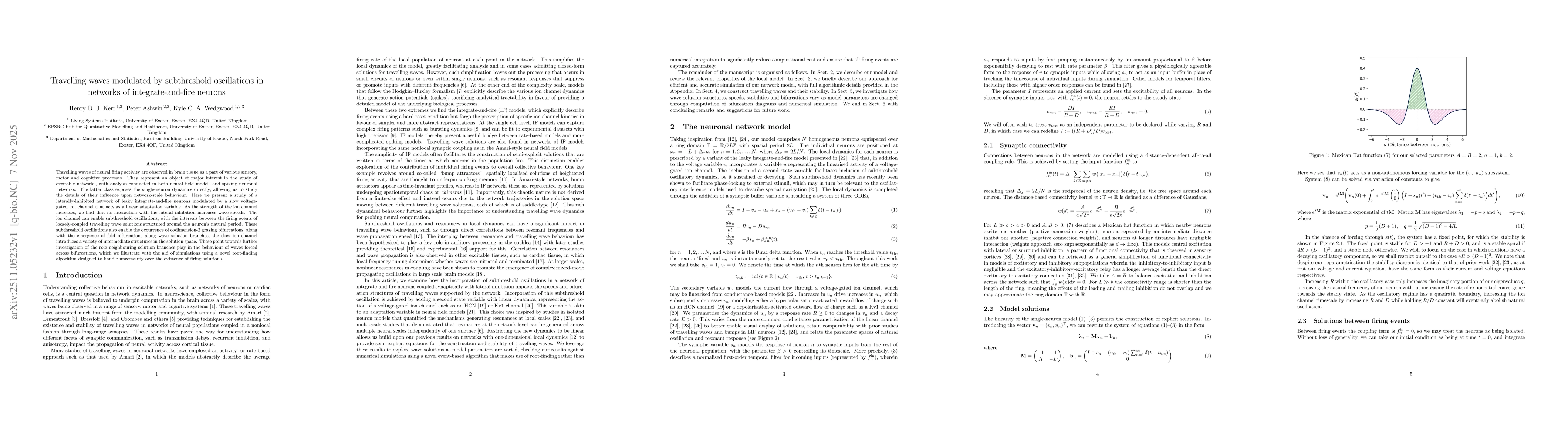 Thumbnail for Travelling waves modulated by subthreshold oscillations in networks of integrate-and-fire neurons