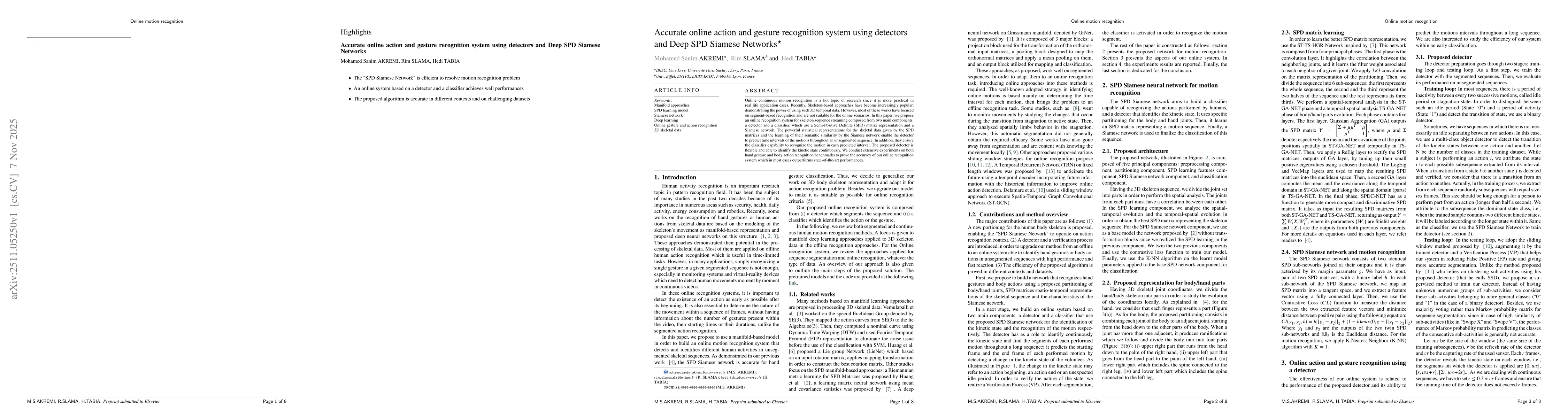 Thumbnail for Accurate online action and gesture recognition system using detectors and Deep SPD Siamese Networks