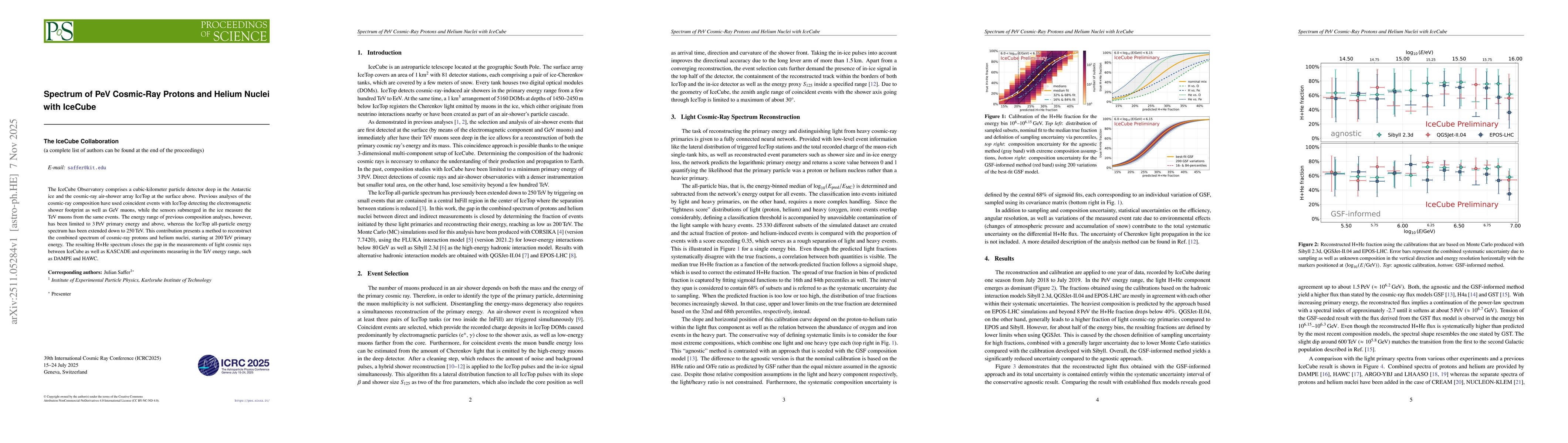 Thumbnail for Spectrum of PeV Cosmic-Ray Protons and Helium Nuclei with IceCube