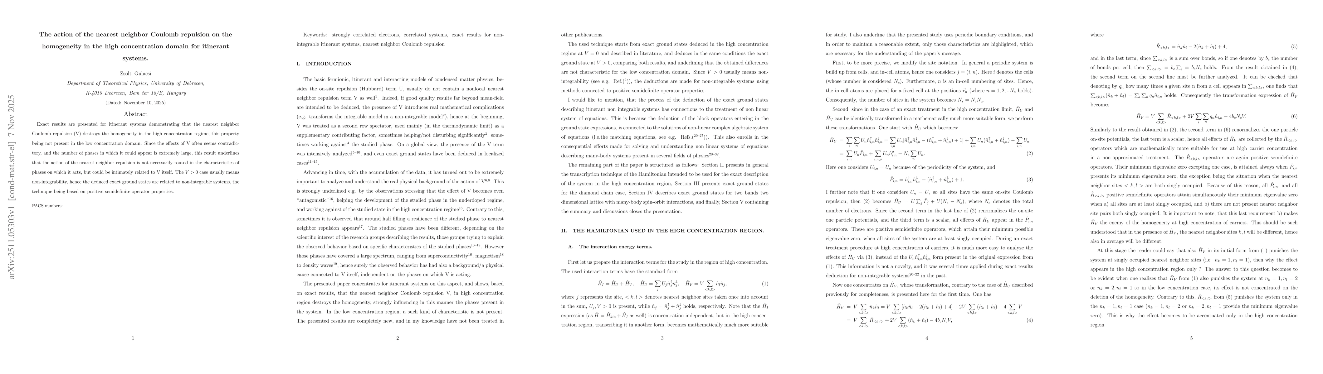 Thumbnail for The action of the nearest neighbor Coulomb repulsion on the homogeneity in the high concentration domain for itinerant systems