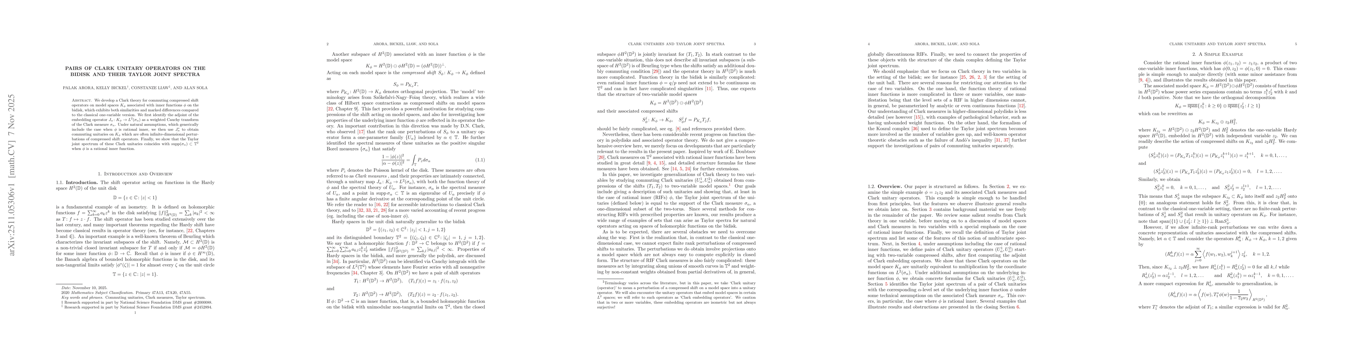 Thumbnail for Pairs of Clark Unitary Operators on the Bidisk and their Taylor Joint Spectra