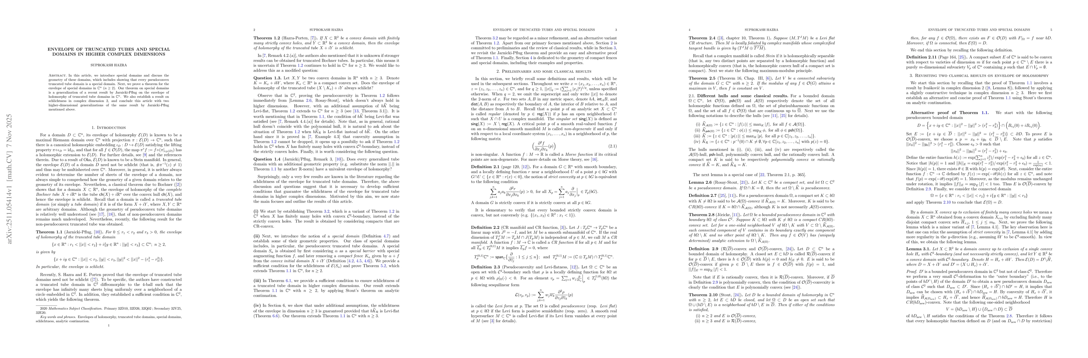 Thumbnail for Envelope of truncated tubes and special domains in higher complex dimensions