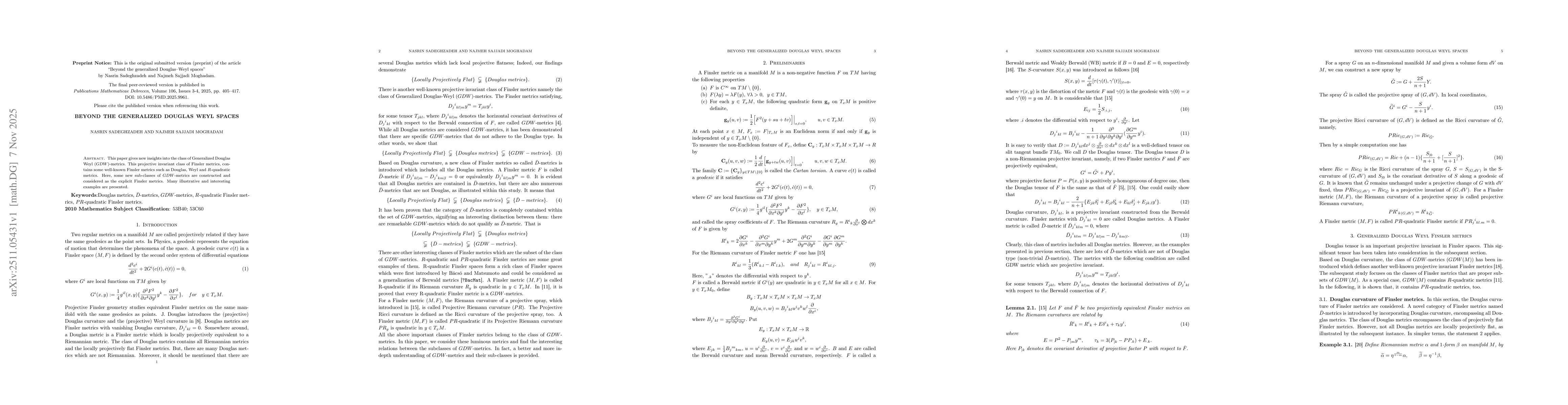 Thumbnail for Beyond the Generalized Douglas Weyl spaces