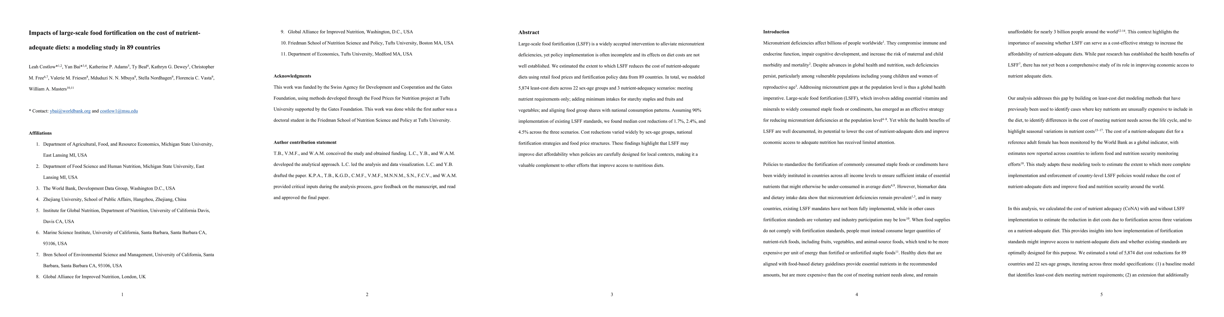 Thumbnail for Impacts of large-scale food fortification on the cost of nutrient-adequate diets: a modeling study in 89 countries