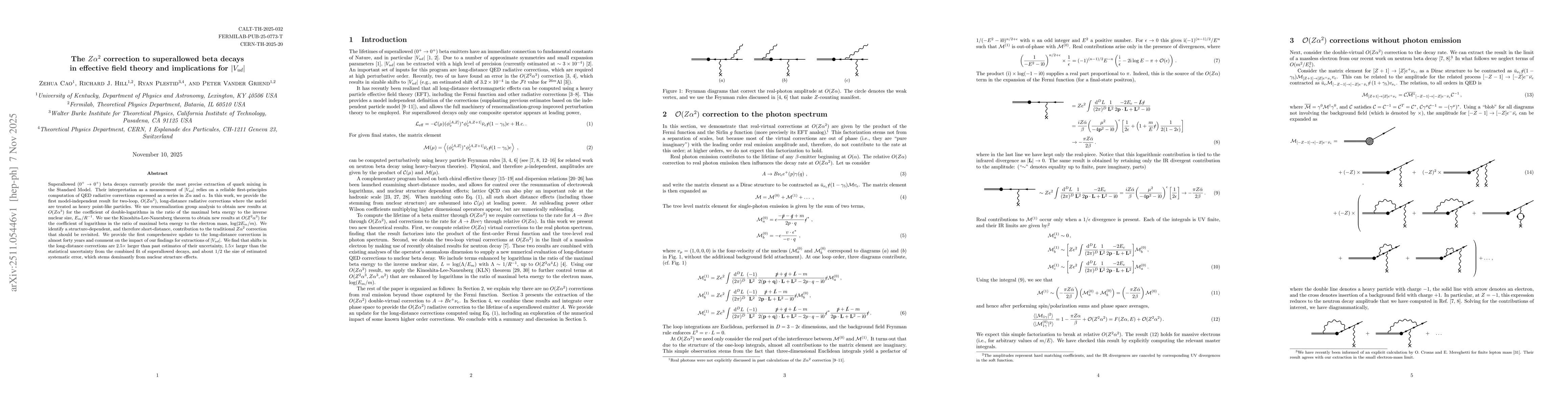 Thumbnail for The $Zα^2$ correction to superallowed beta decays in effective field theory and implications for $|V_{ud}|$