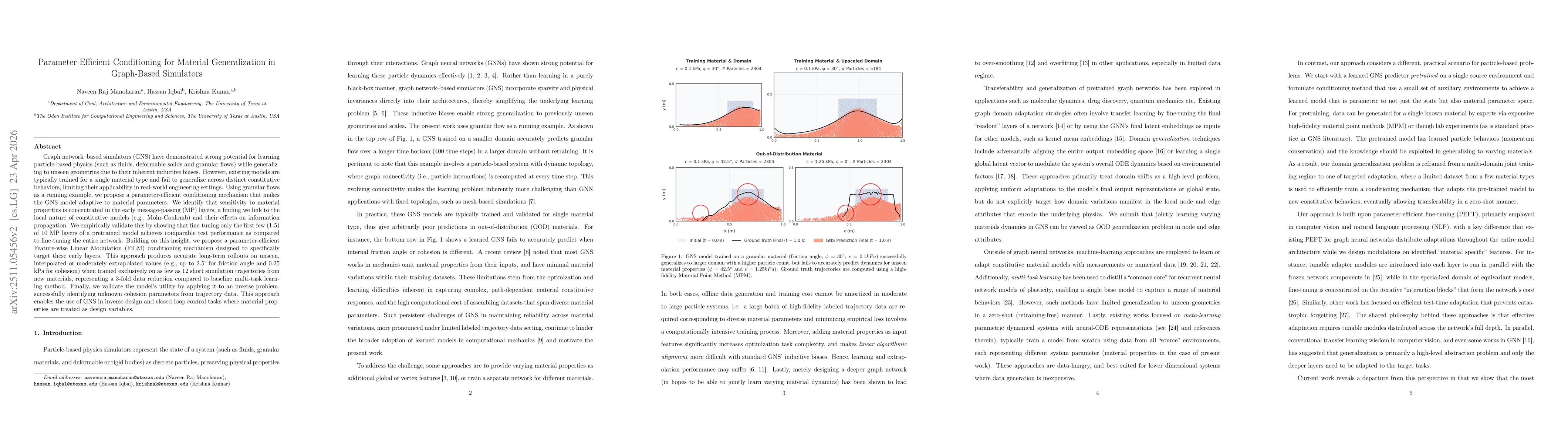 Thumbnail for Parameter-Efficient Conditioning for Material Generalization in Graph-Based Simulators