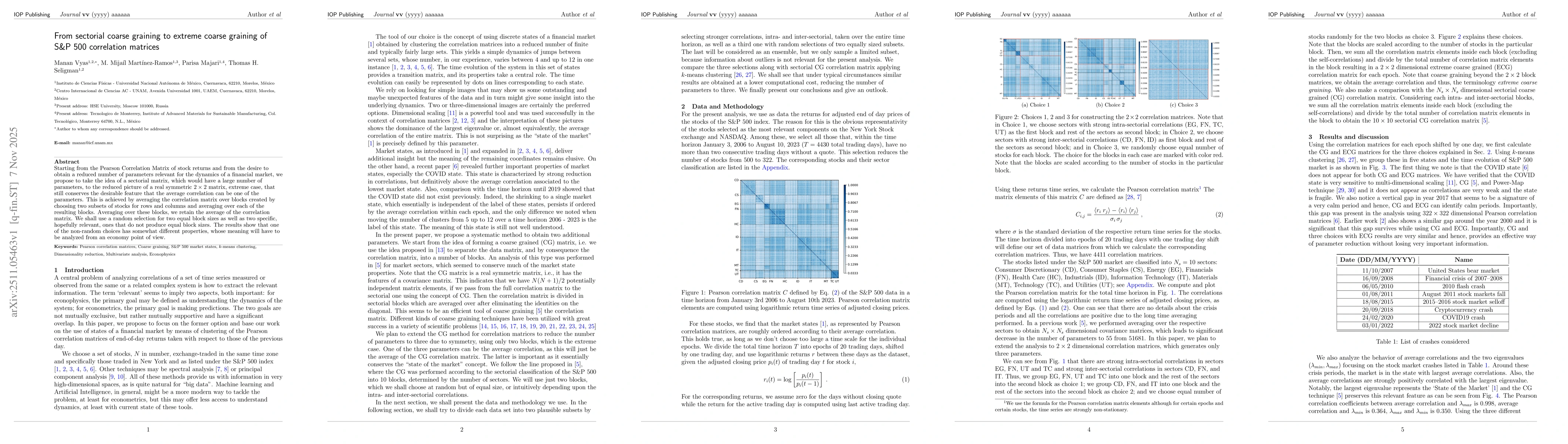 Thumbnail for From sectorial coarse graining to extreme coarse graining of S&P 500 correlation matrices