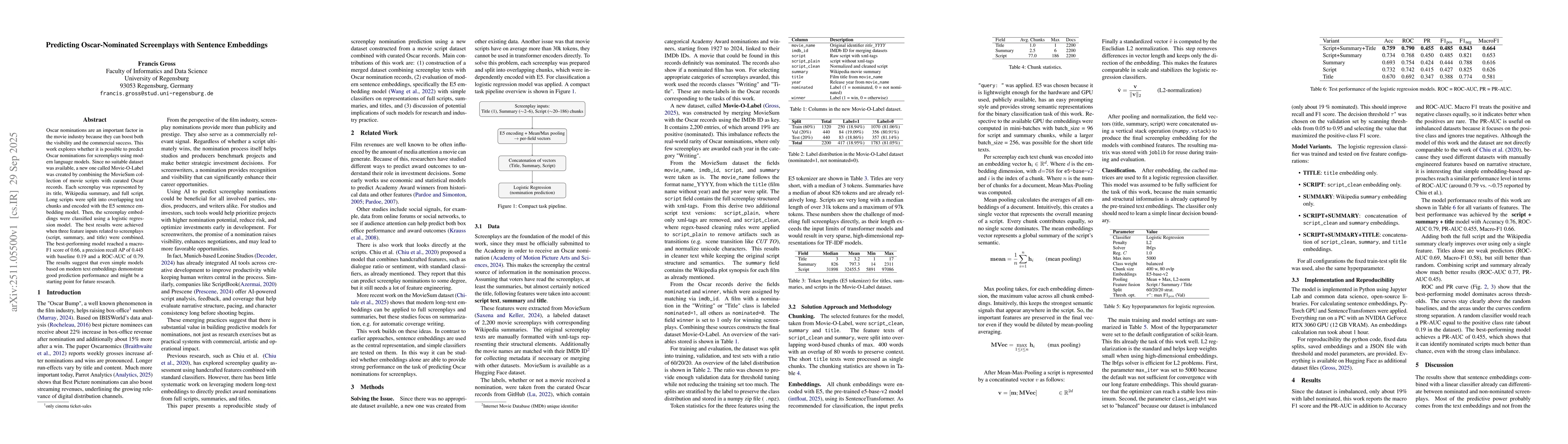 Thumbnail for Predicting Oscar-Nominated Screenplays with Sentence Embeddings