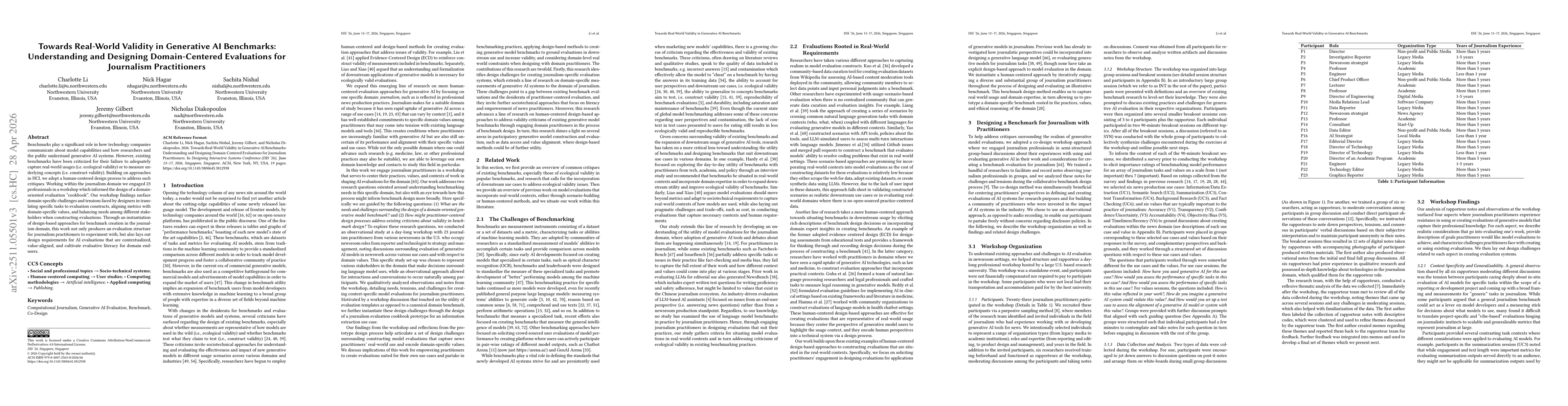 Thumbnail for Towards Ecologically Valid LLM Benchmarks: Understanding and Designing Domain-Centered Evaluations for Journalism Practitioners