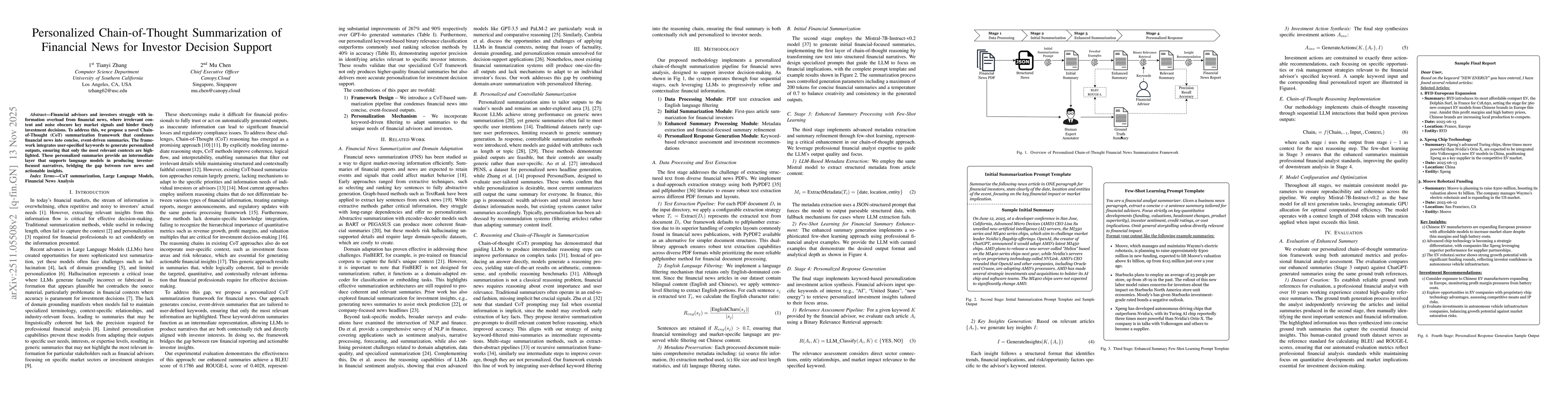 Thumbnail for Personalized Chain-of-Thought Summarization of Financial News for Investor Decision Support