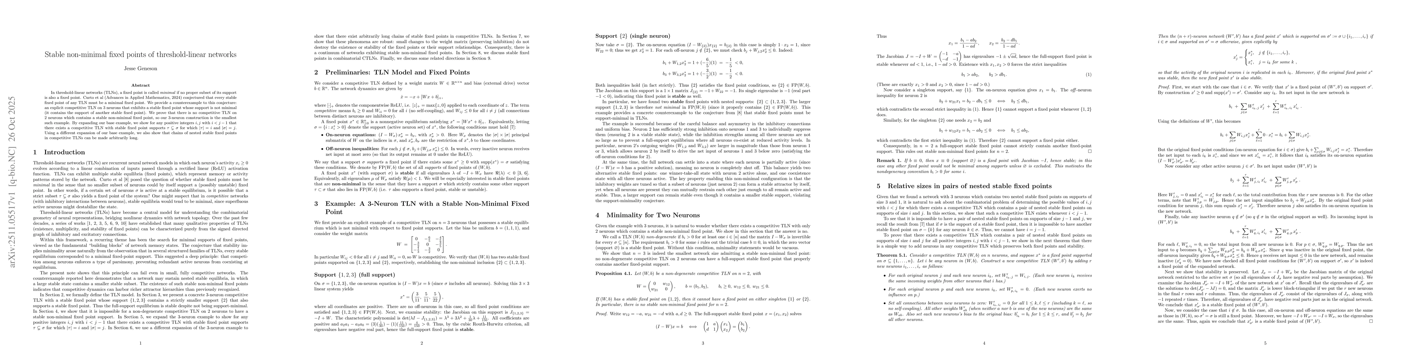 Thumbnail for Stable non-minimal fixed points of threshold-linear networks