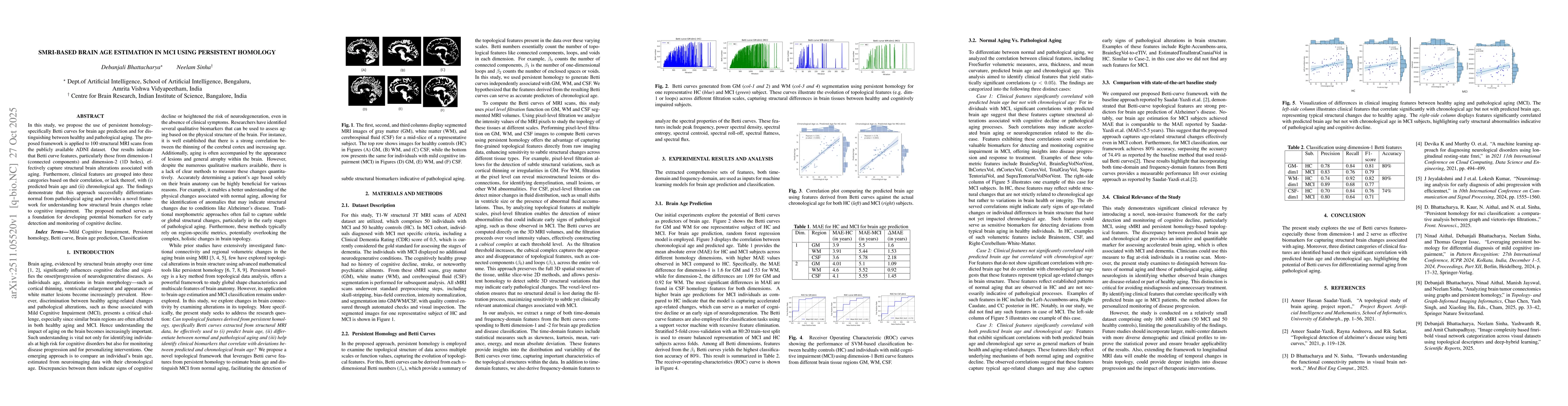 Thumbnail for sMRI-based Brain Age Estimation in MCI using Persistent Homology