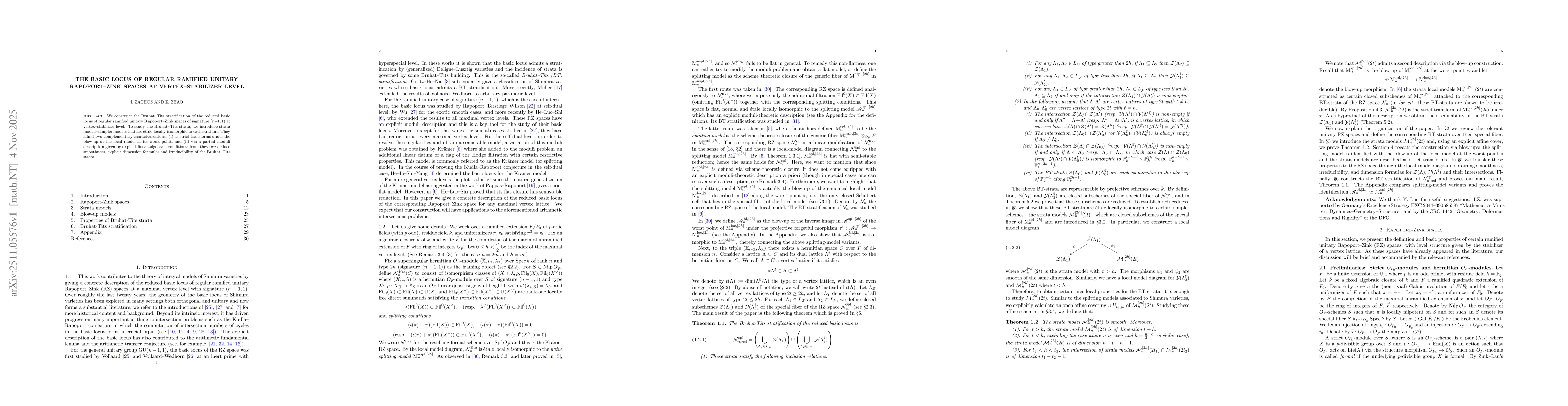 Thumbnail for The basic locus of regular ramified unitary Rapoport-Zink spaces at vertex-stabilizer level