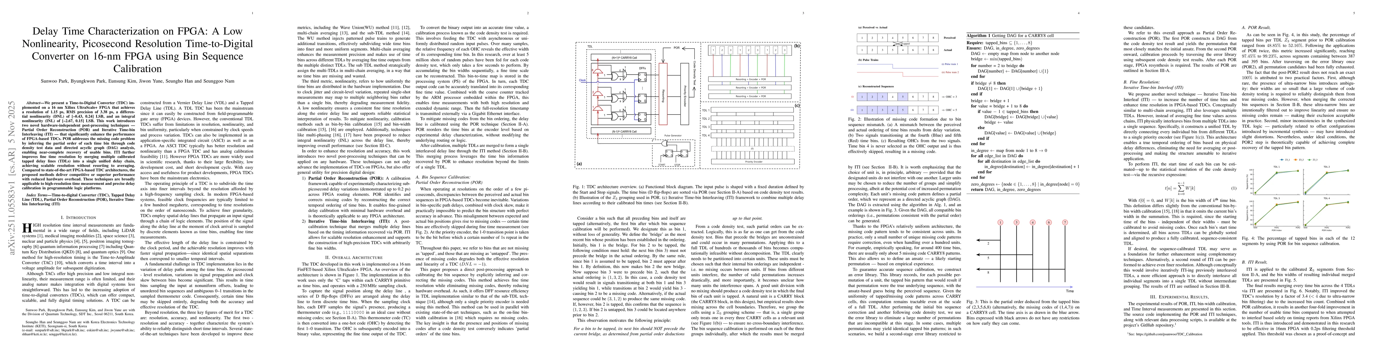 Thumbnail for Delay Time Characterization on FPGA: A Low Nonlinearity, Picosecond Resolution Time-to-Digital Converter on 16-nm FPGA using Bin Sequence Calibration