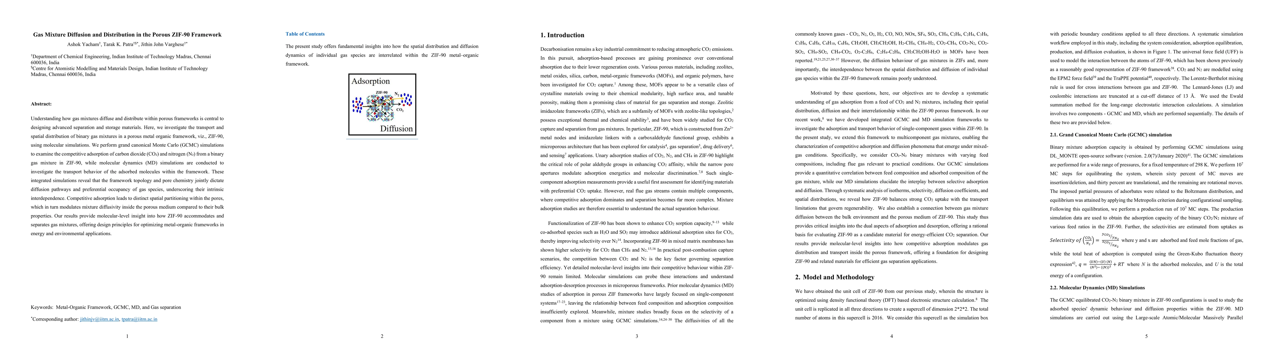 Thumbnail for Gas Mixture Diffusion and Distribution in the Porous ZIF-90 Framework