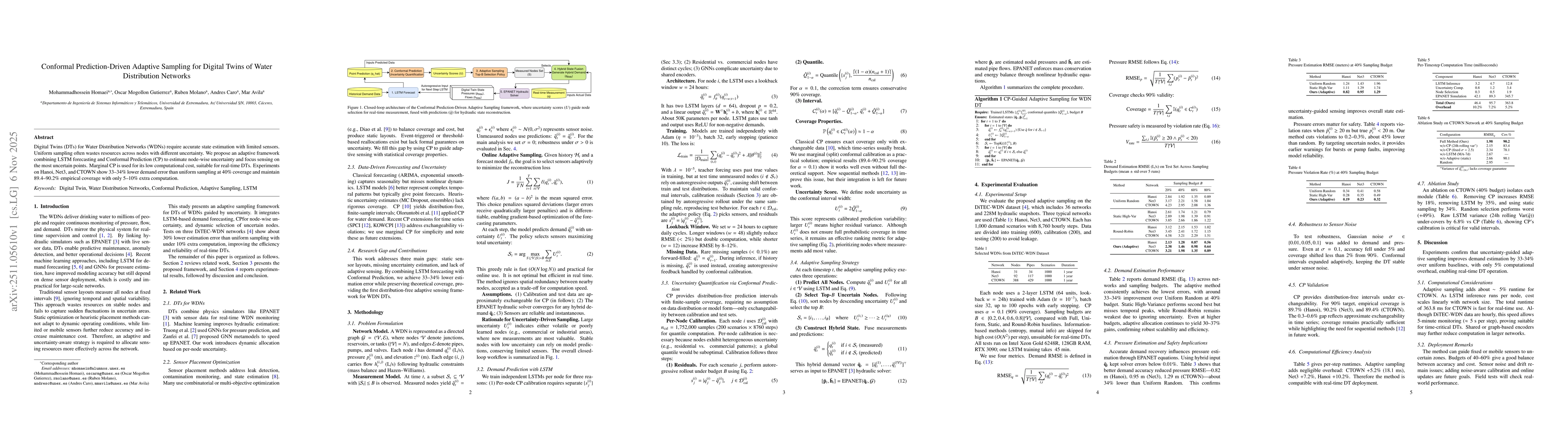 Thumbnail for Conformal Prediction-Driven Adaptive Sampling for Digital Twins of Water Distribution Networks