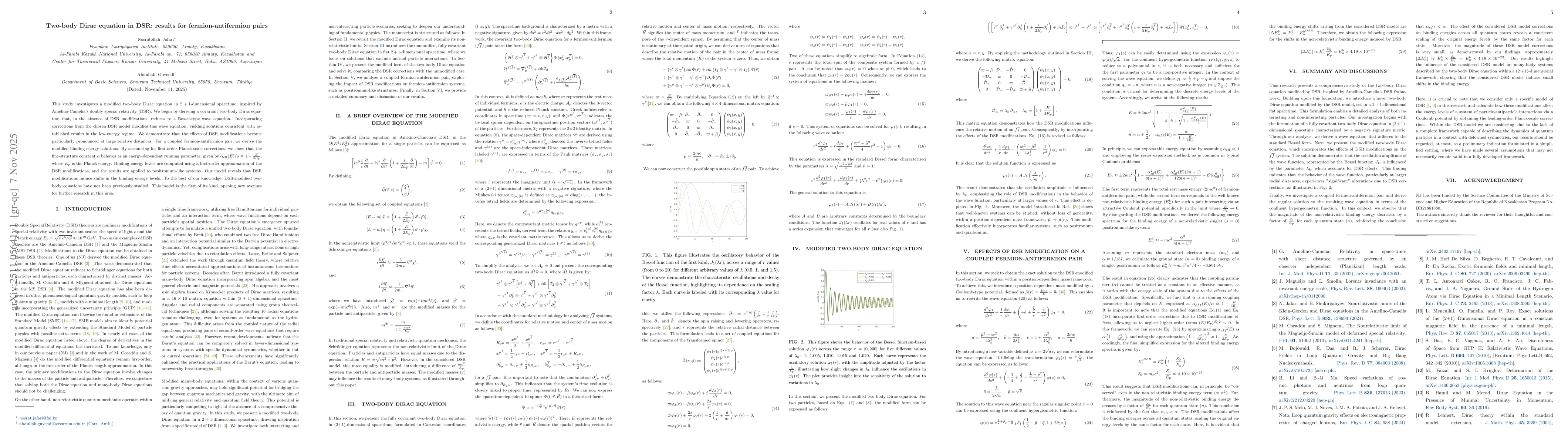 Thumbnail for Two-body Dirac equation in DSR: results for fermion-antifermion pairs
