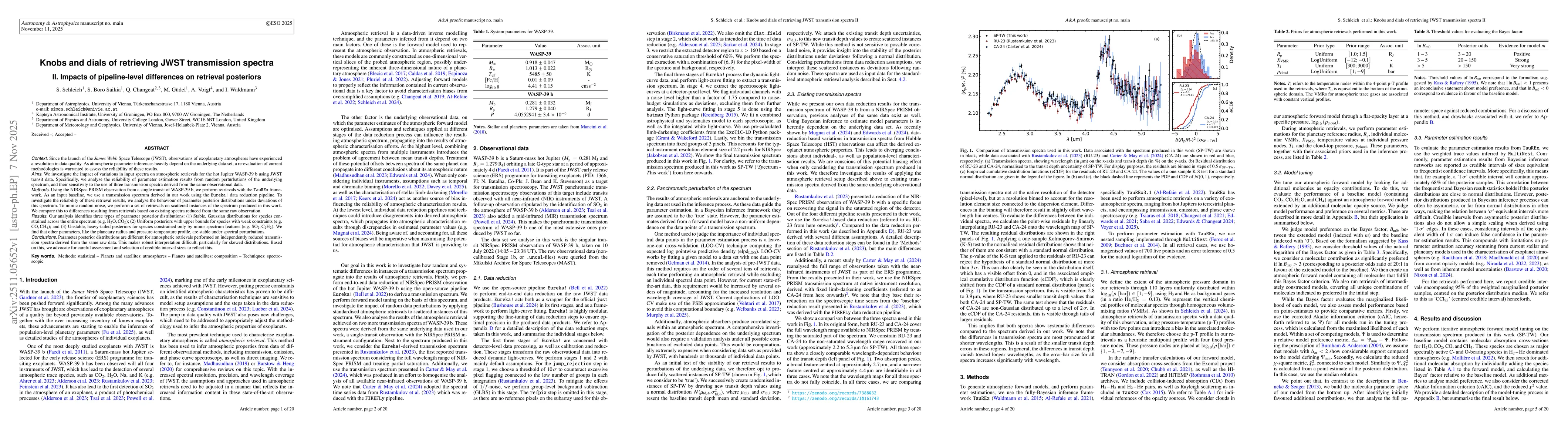 Thumbnail for Knobs and dials of retrieving JWST transmission spectra. II. Impacts of pipeline-level differences on retrieval posteriors