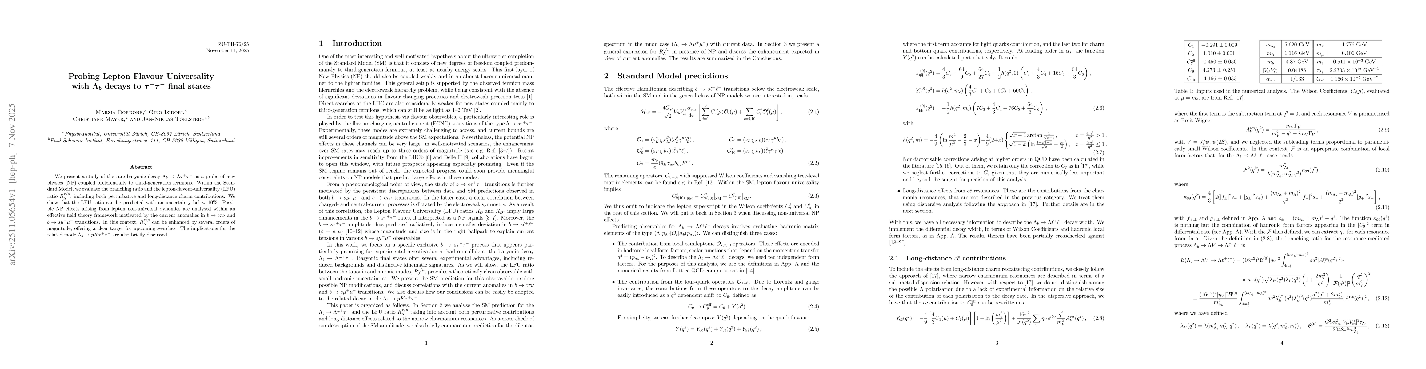 Thumbnail for Probing Lepton Flavour Universality with $Λ_b$ decays to $τ^+τ^-$ final states