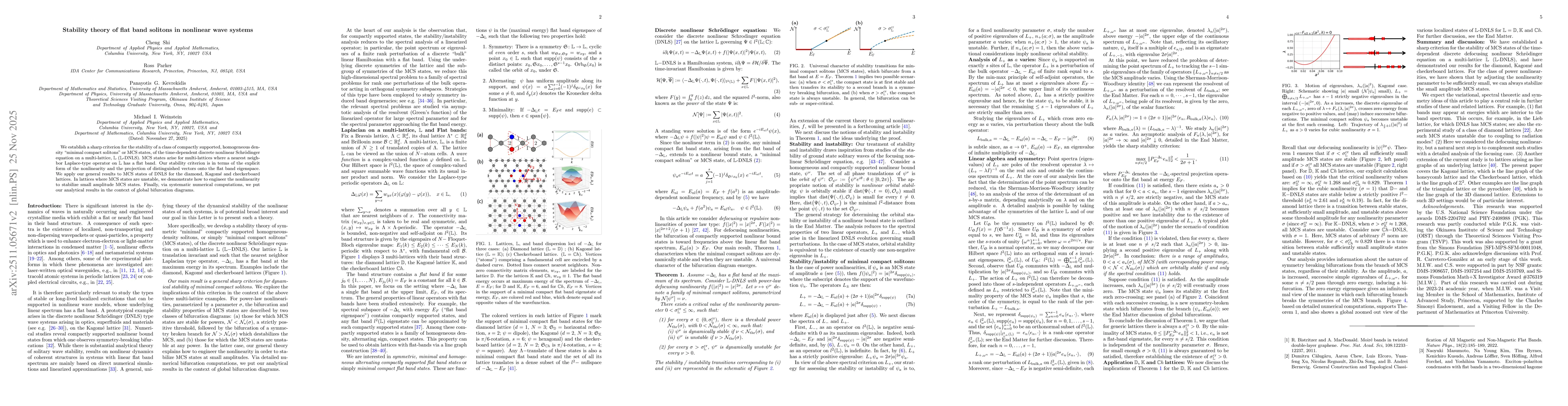 Thumbnail for Stability theory of flat band solitons in nonlinear wave systems