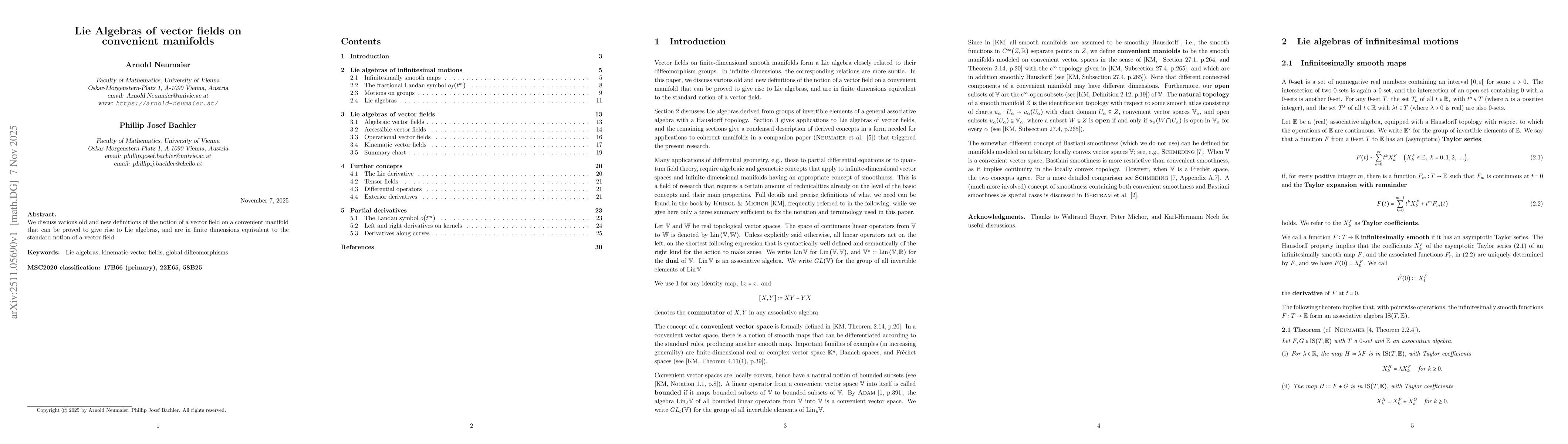 Thumbnail for Lie Algebras of vector fields on convenient manifolds