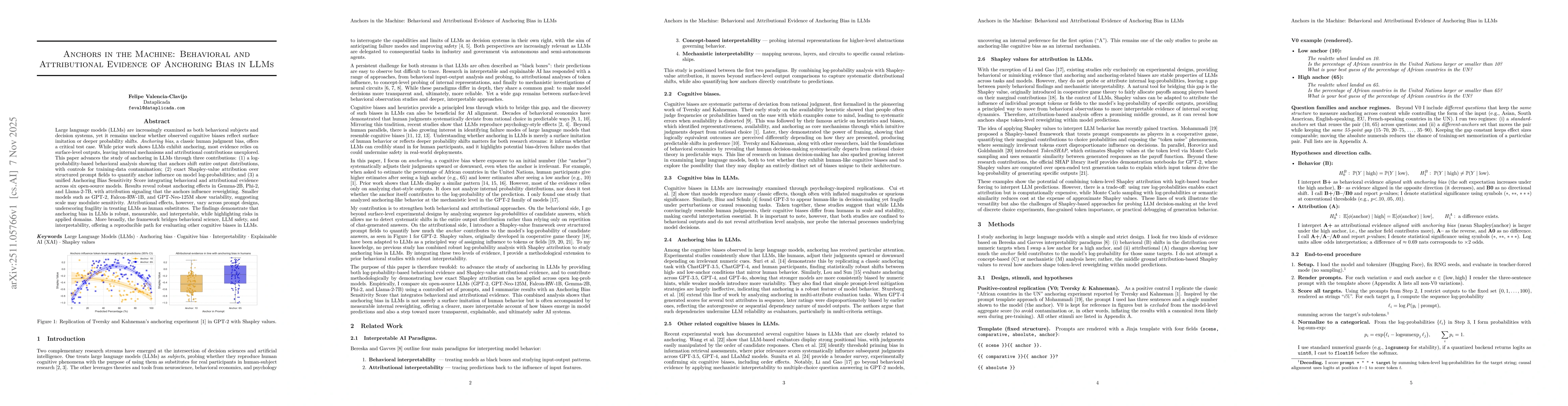 Thumbnail for Anchors in the Machine: Behavioral and Attributional Evidence of Anchoring Bias in LLMs