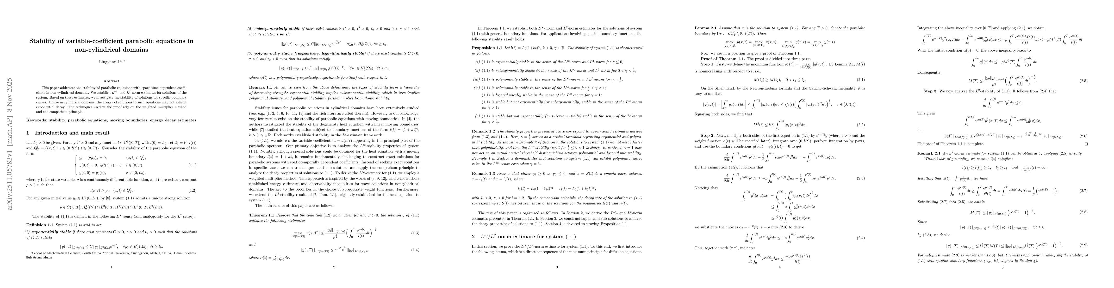 Thumbnail for Stability of variable-coefficient parabolic equations in non-cylindrical domains